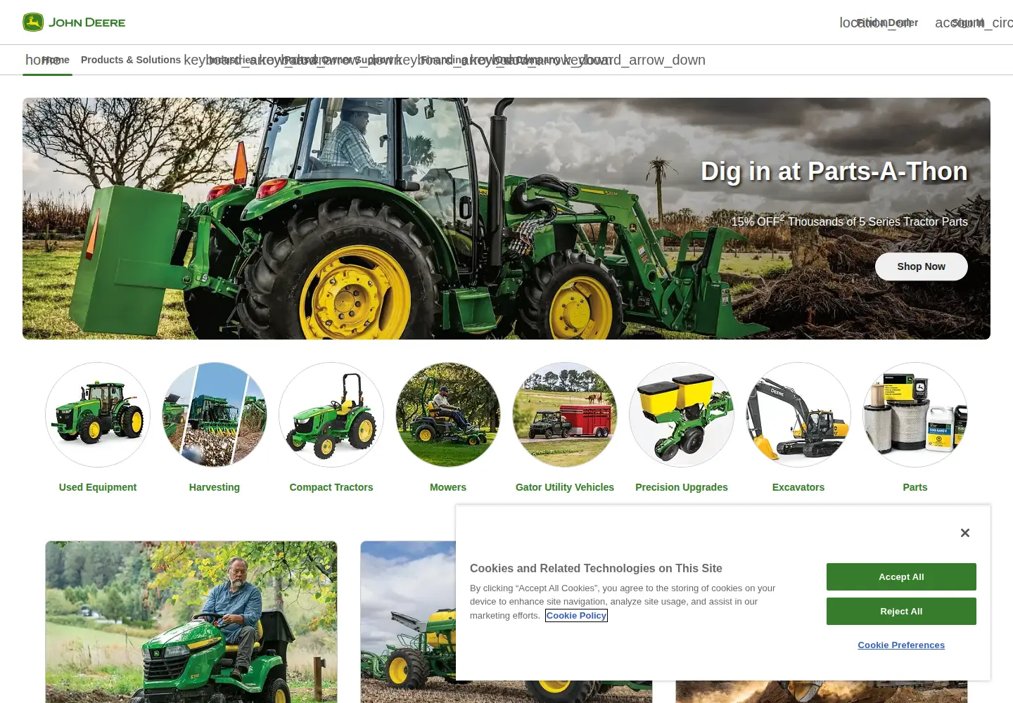 Screenshot of deere.com