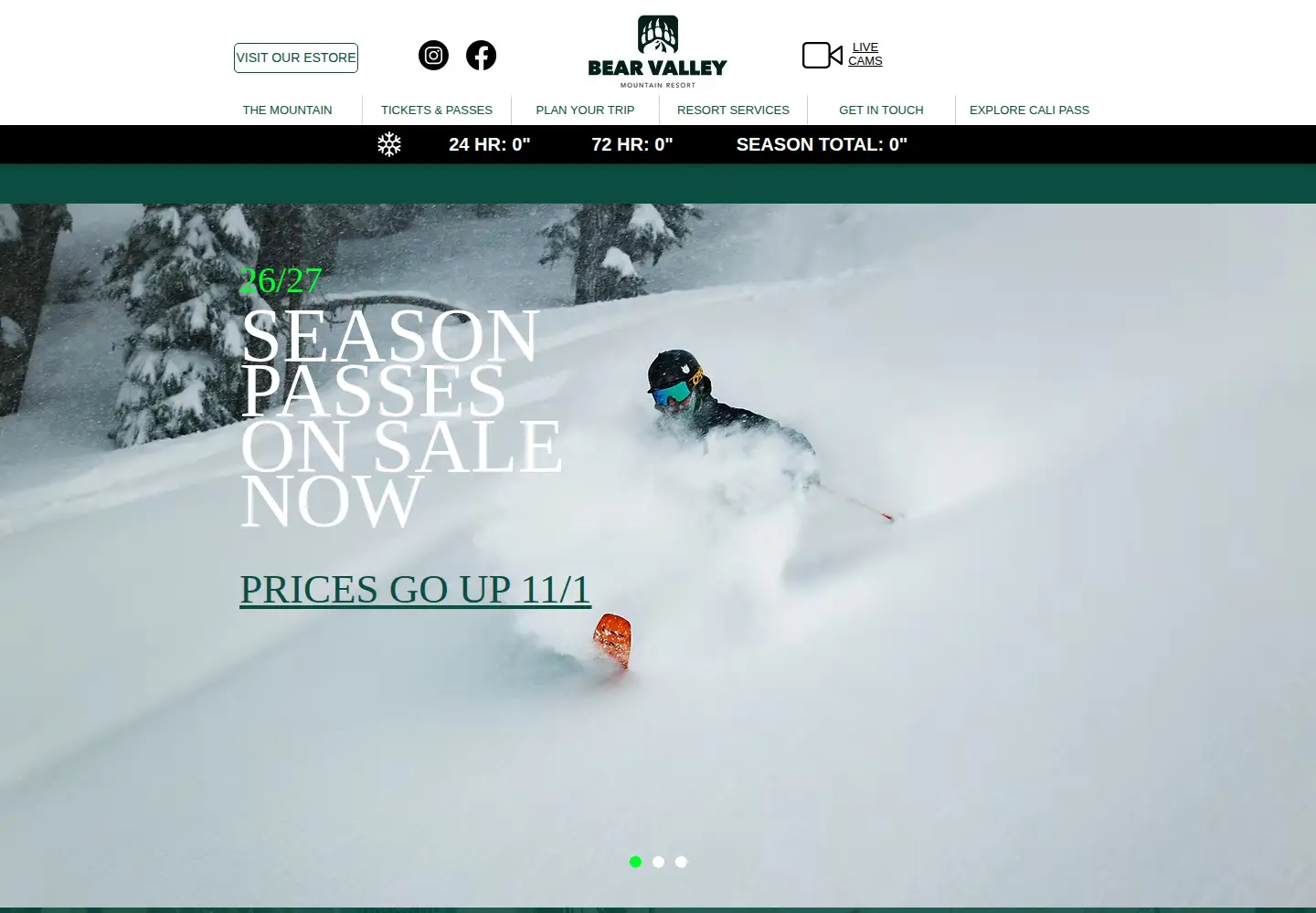 Captured homepage of bearvalley.com in the current scan