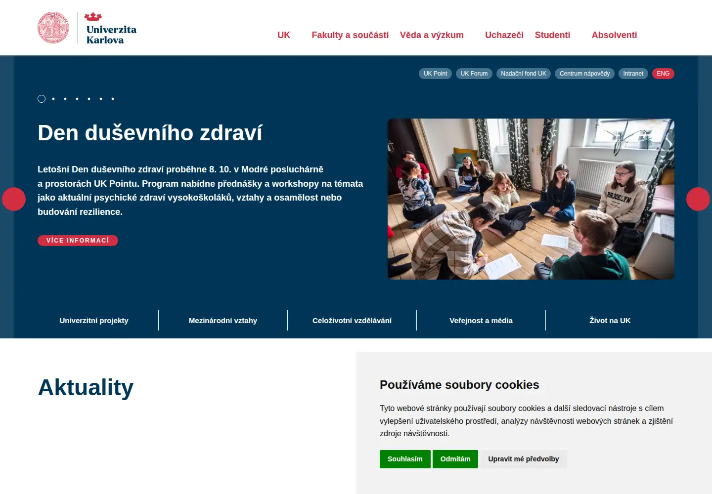Screenshot of cuni.cz