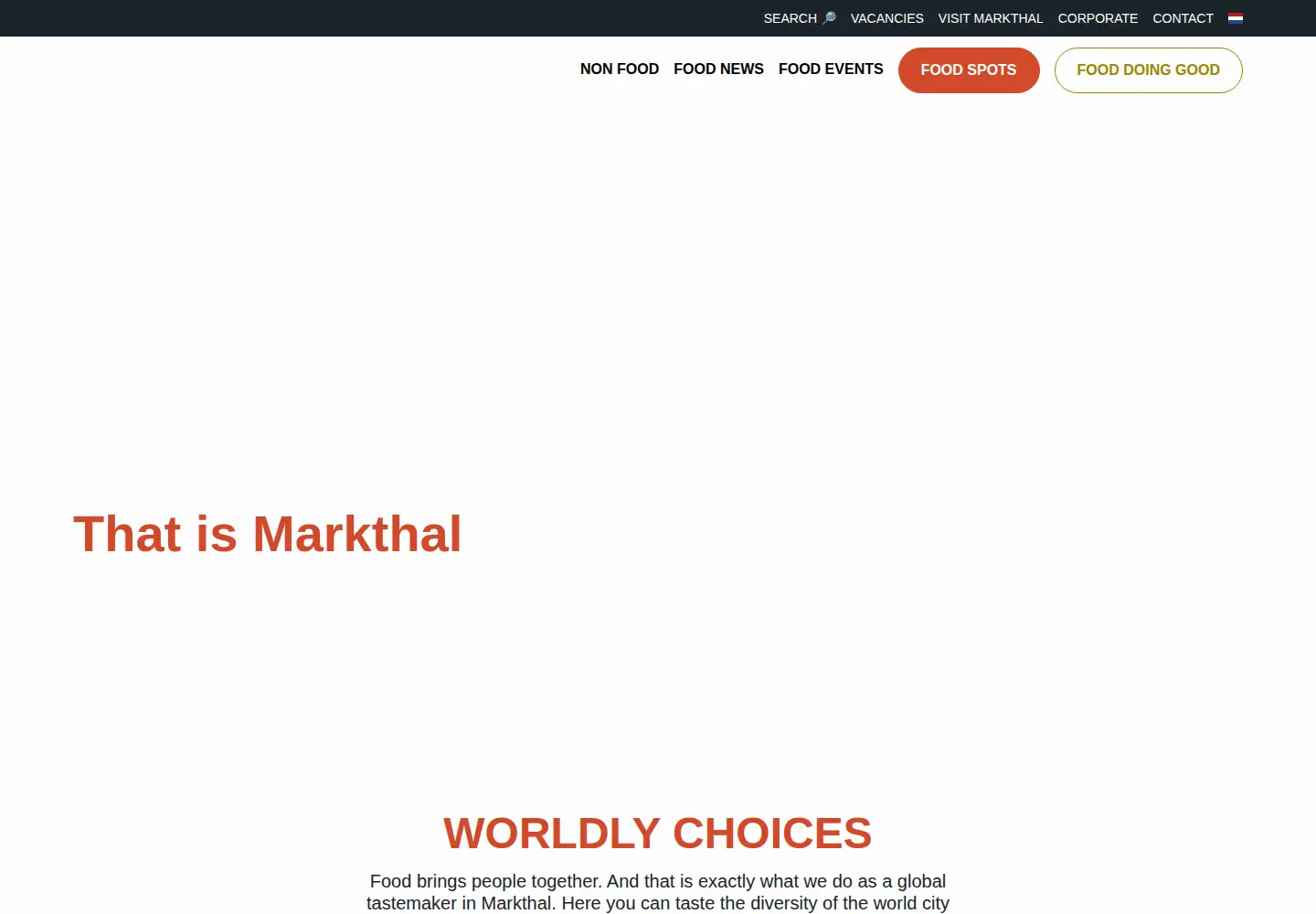 Captured homepage of markthal.nl in the current scan