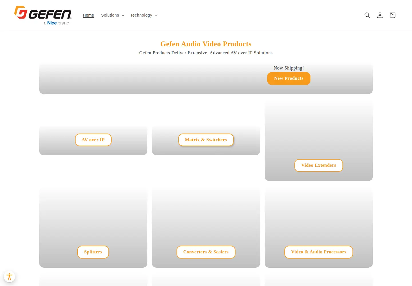 Captured homepage of gefen.com in the current scan