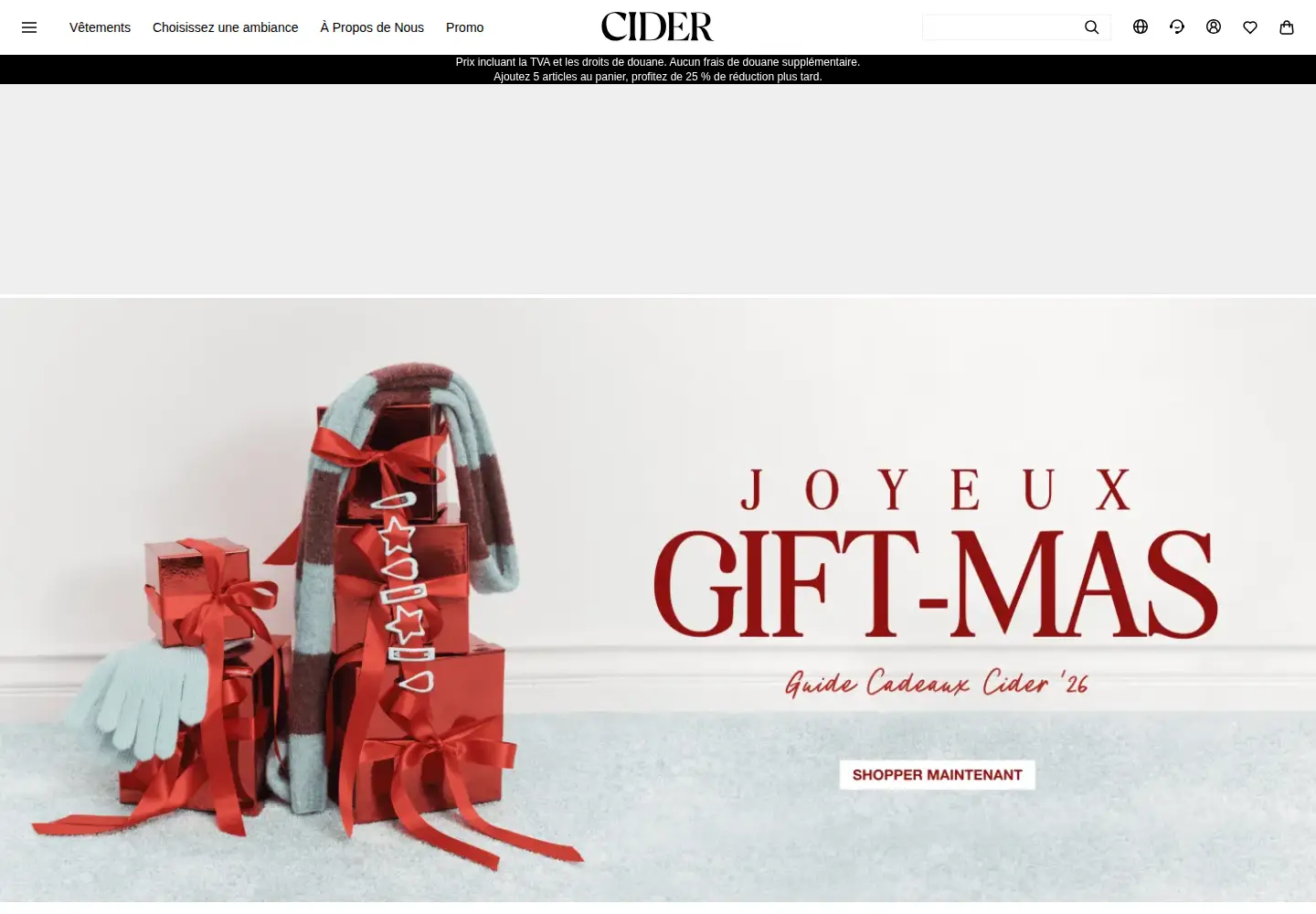 Captured homepage of shopcider.com in the current scan