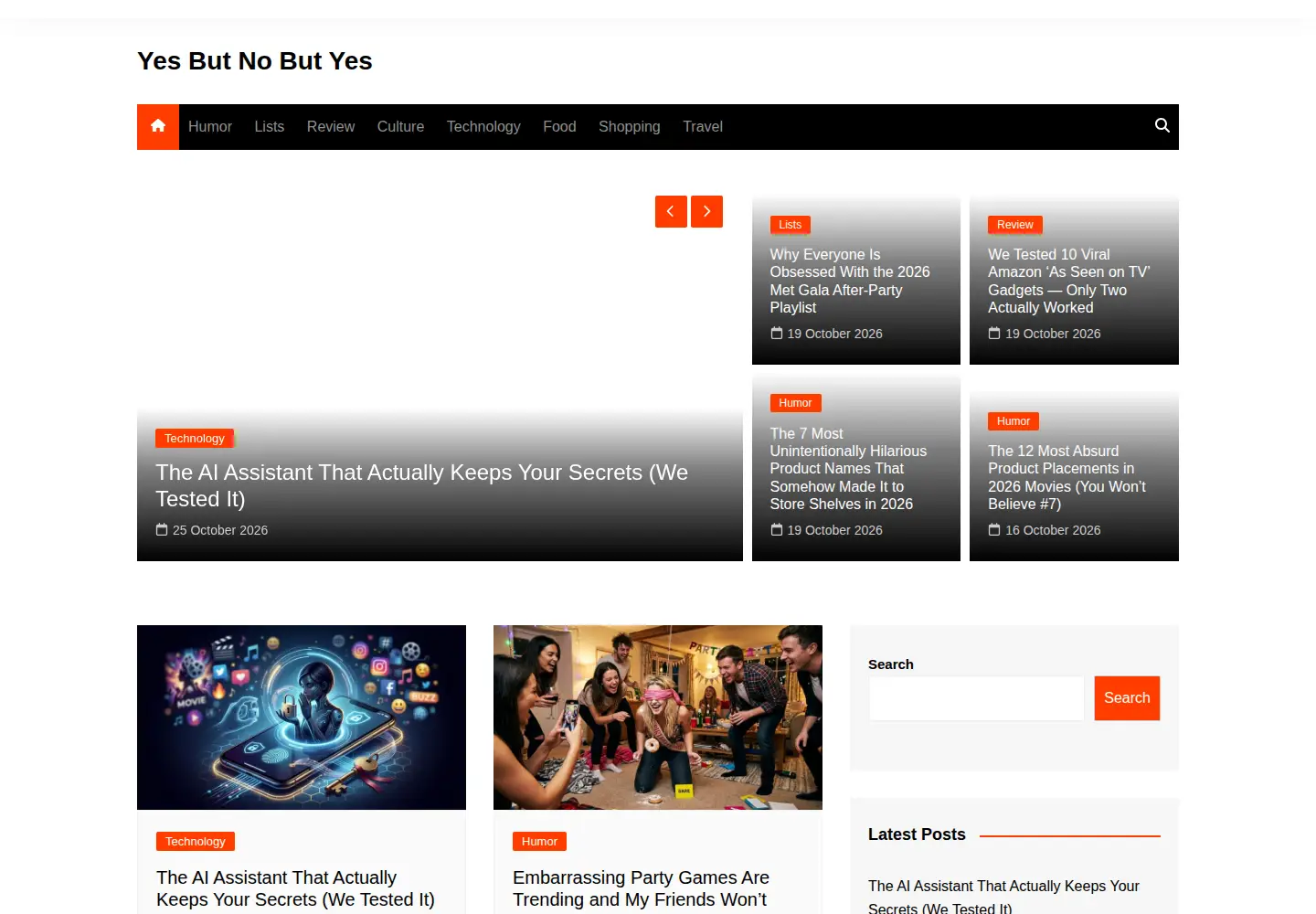 Screenshot of yesbutnobutyes.com