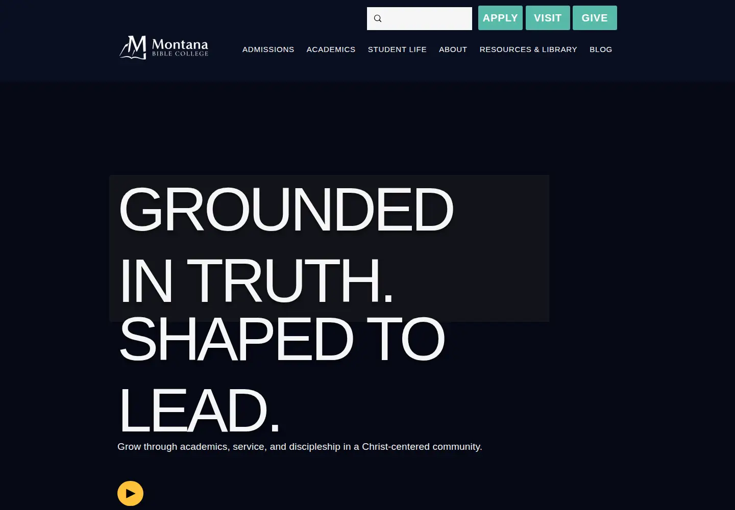 Captured homepage of mbc.edu in the current scan