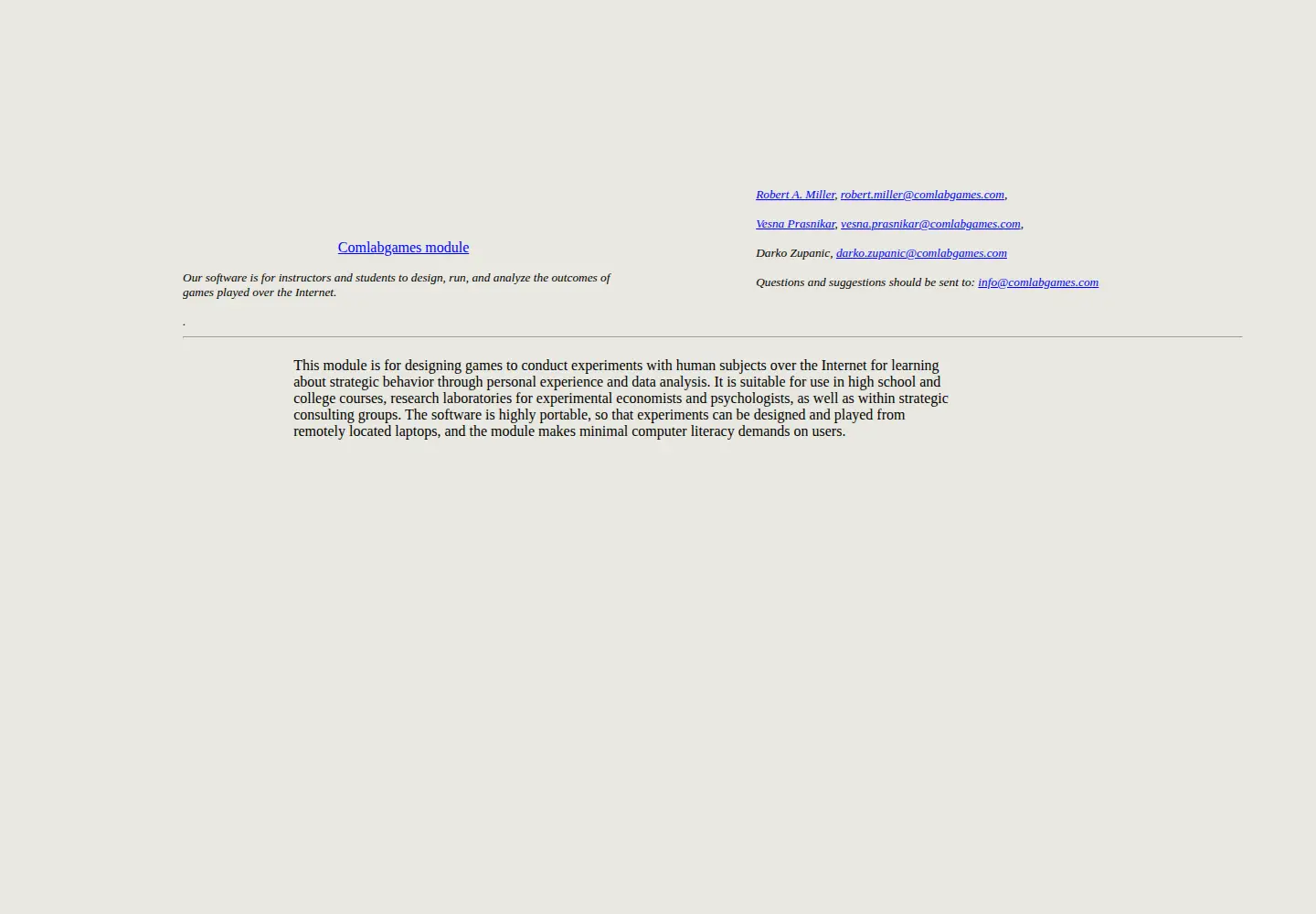 Captured homepage of comlabgames.com in the current scan