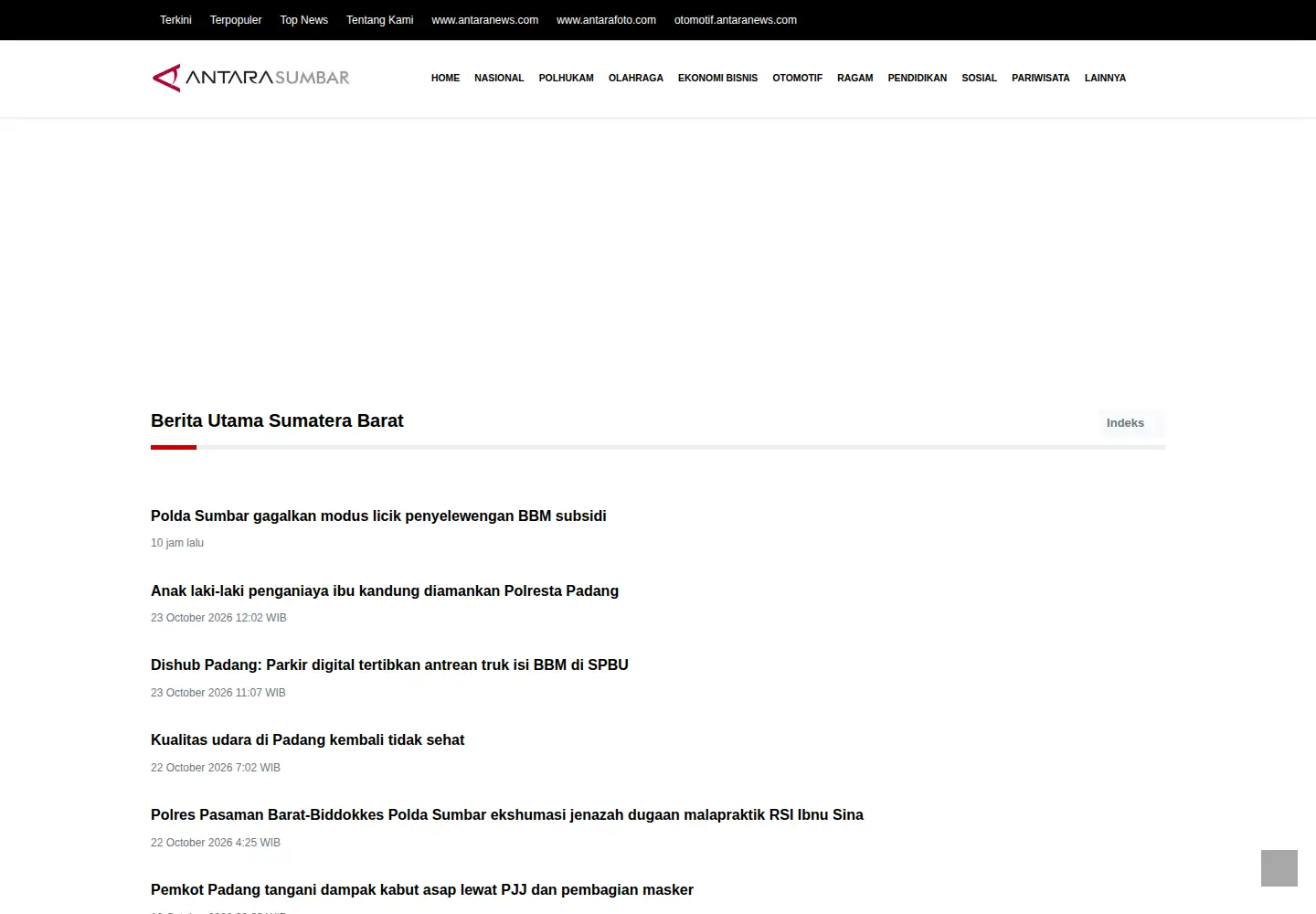 Screenshot of antarasumbar.com