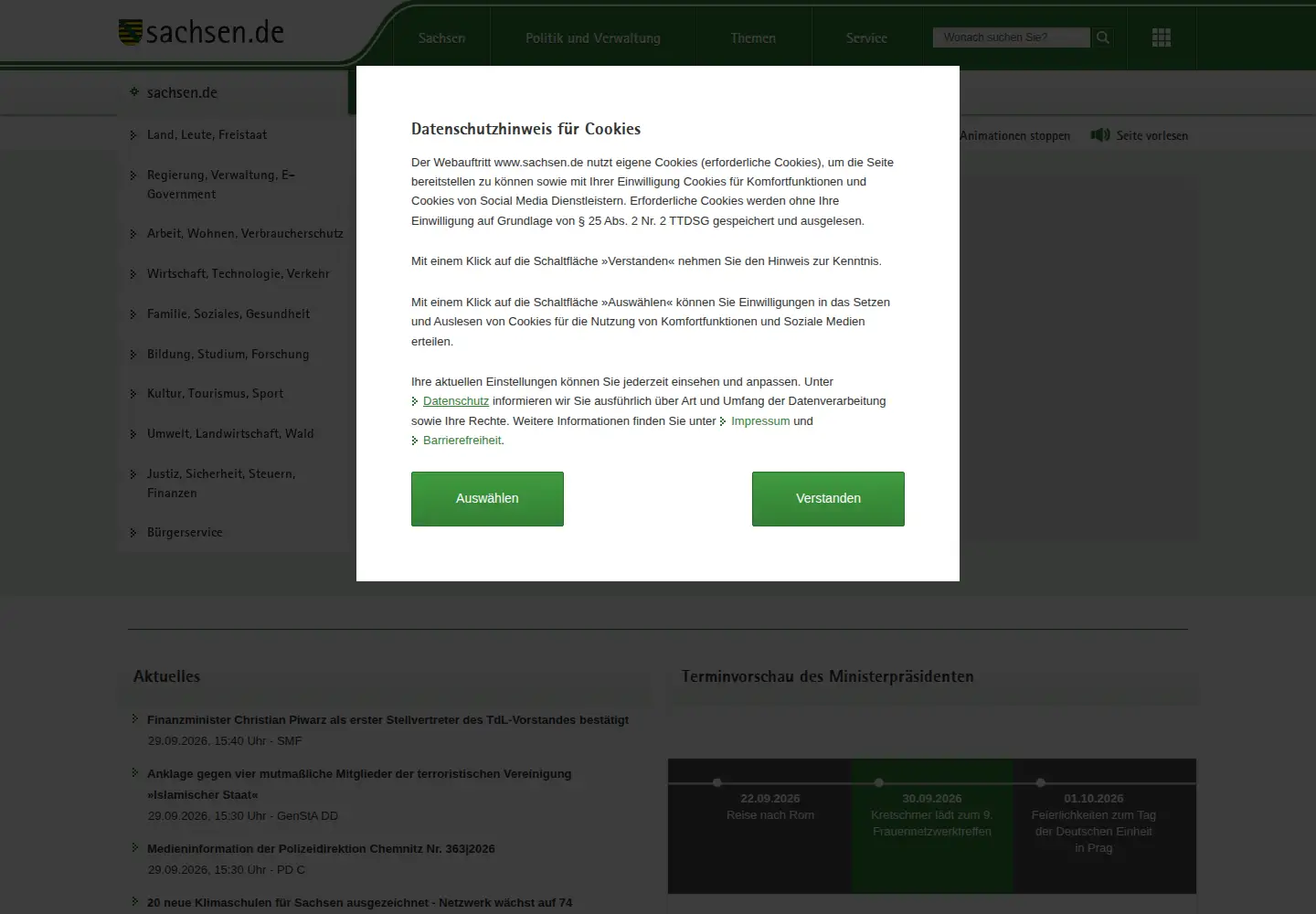 Screenshot of sachsen.de
