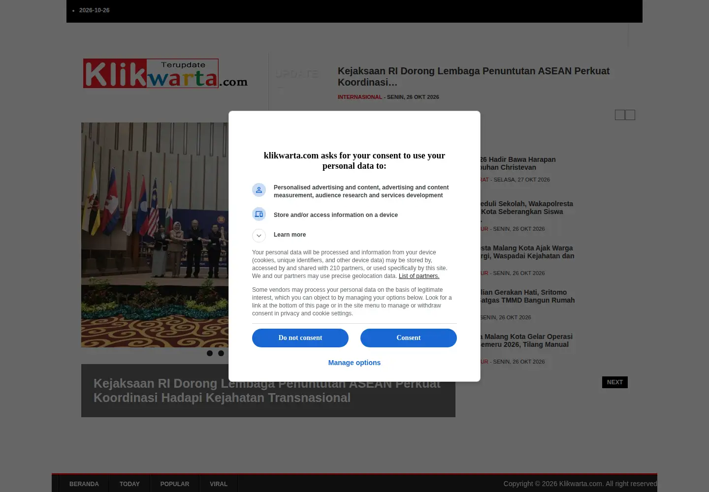 Captured homepage of klikwarta.com in the current scan