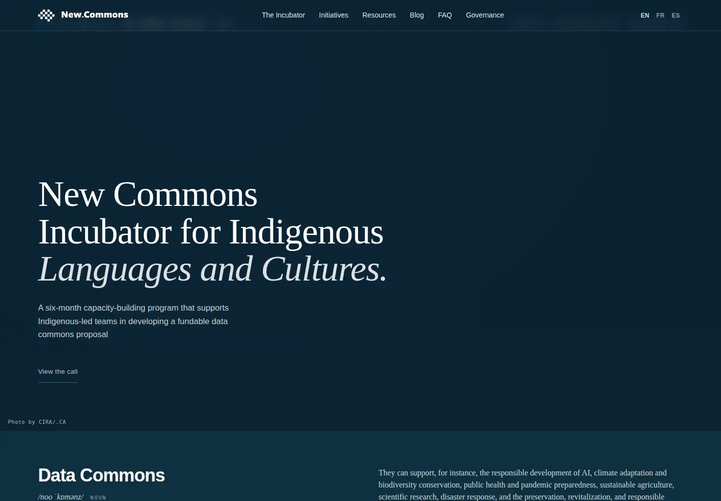 Captured homepage of newcommons.ai in the current scan