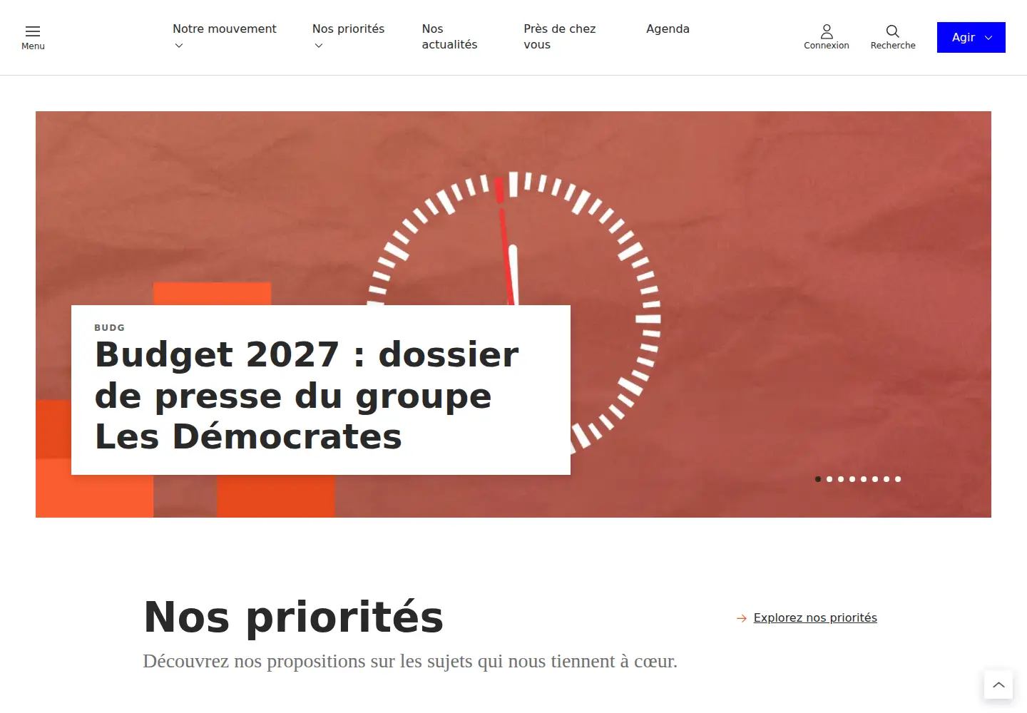 Captured homepage of mouvementdemocrate.fr in the current scan
