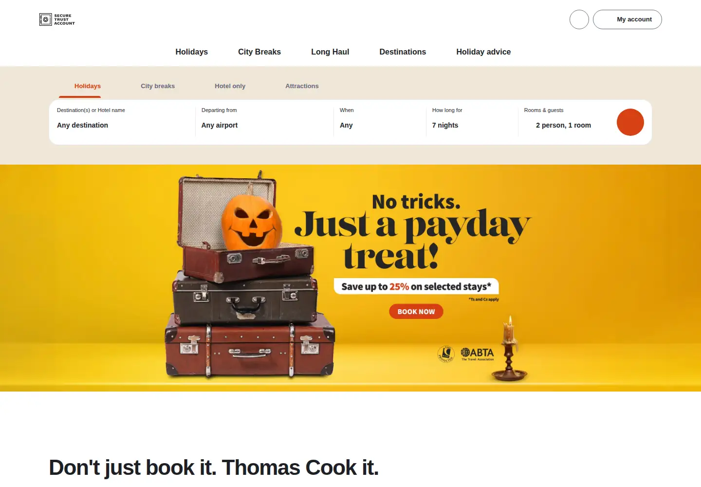 Captured homepage of thomascook.de in the current scan