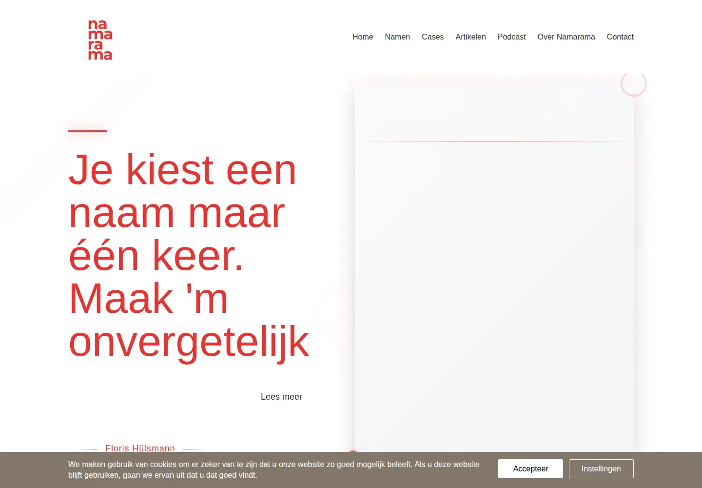 Captured homepage of namarama.nl in the current scan