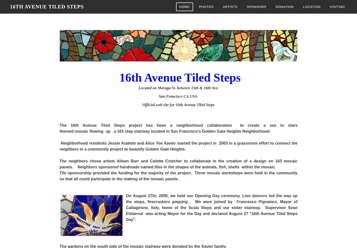 Captured homepage of 16thavenuetiledsteps.com in the current scan