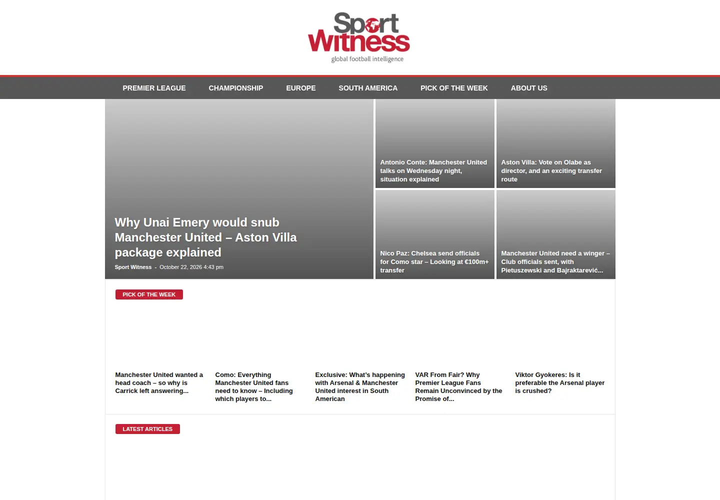Captured homepage of sportwitness.co.uk in the current scan