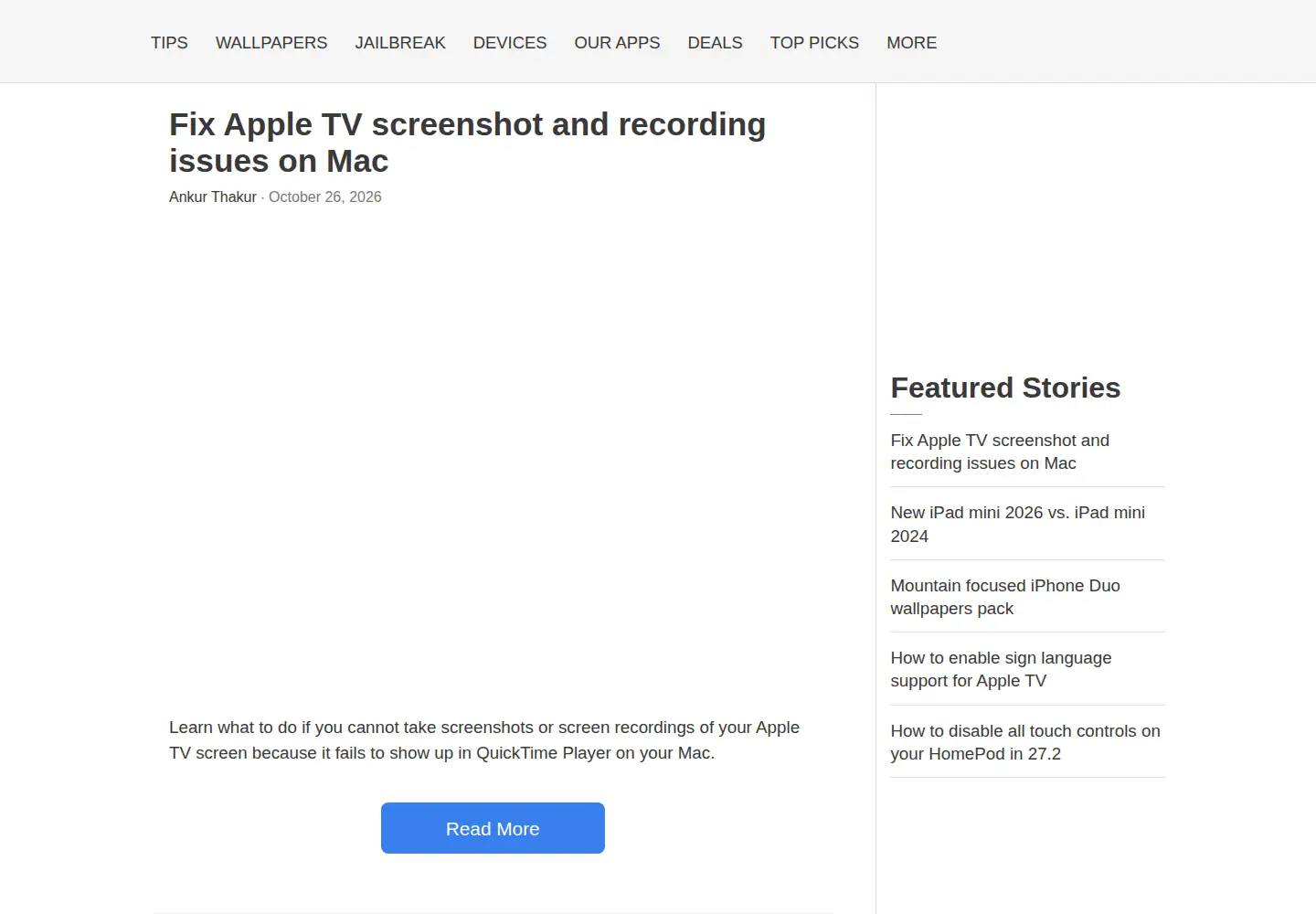 Captured homepage of iphonedownloadblog.com in the current scan