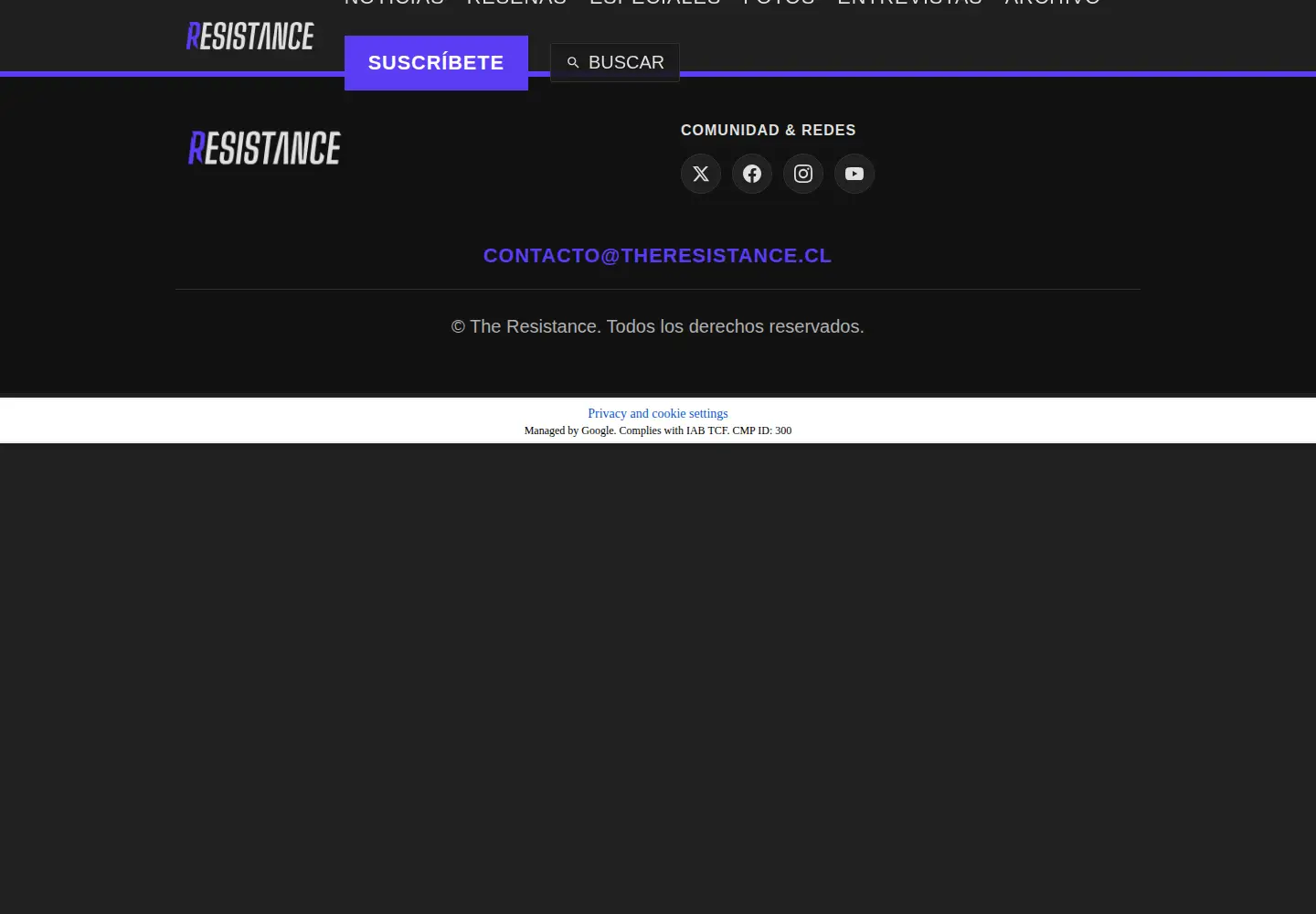 Captured homepage of theresistance.cl in the current scan