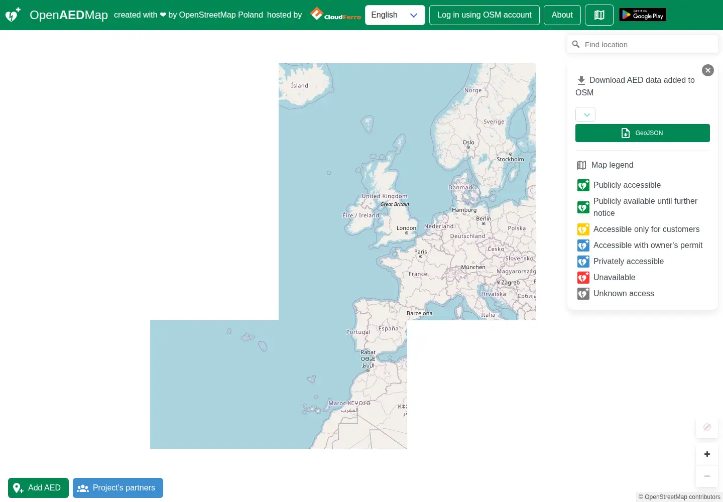 Screenshot of openaedmap.org