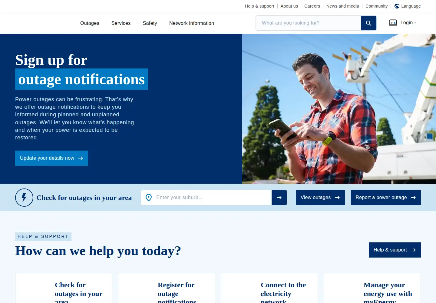 Screenshot of powercor.com.au