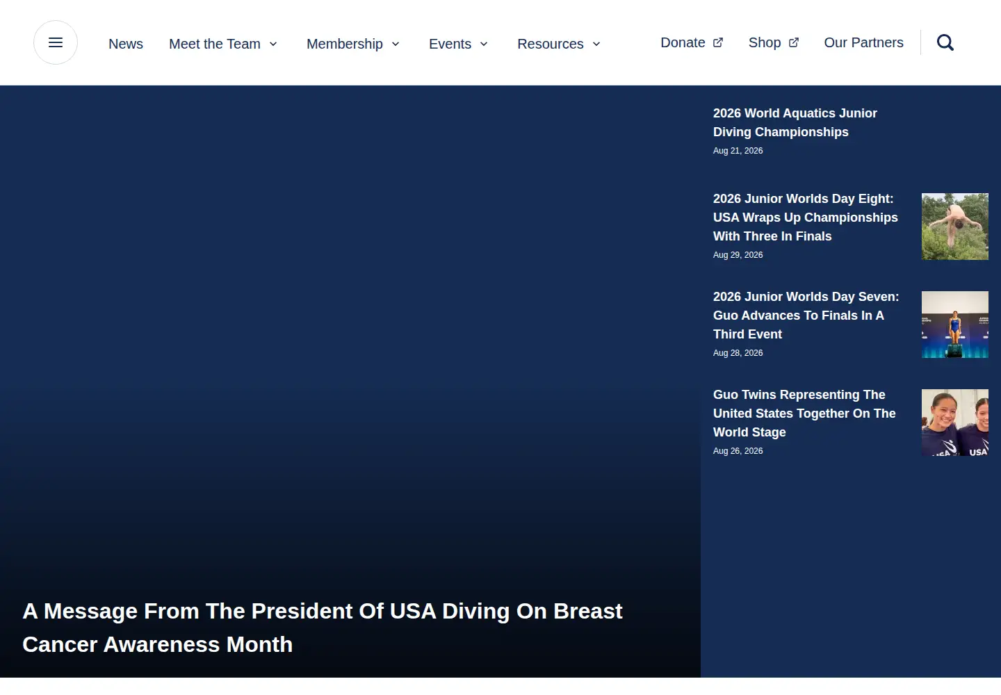 Screenshot of usadiving.org