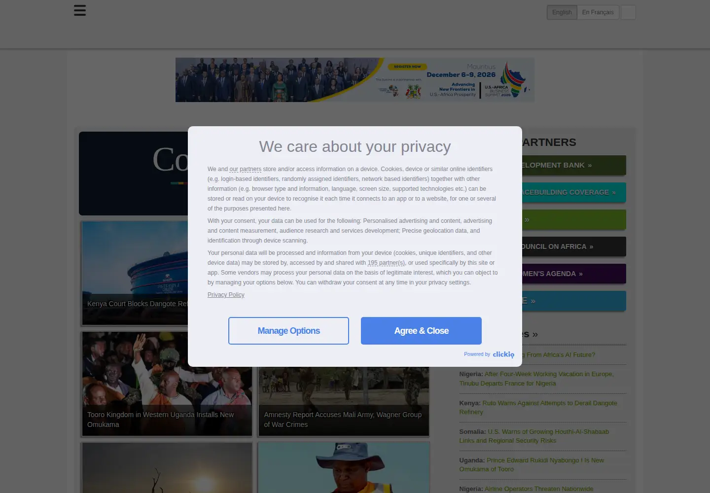 Screenshot of allafrica.com