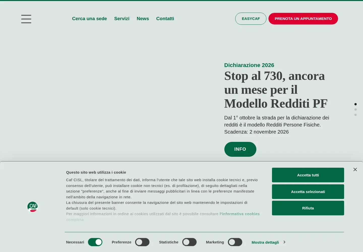 Captured homepage of cafcisl.it in the current scan