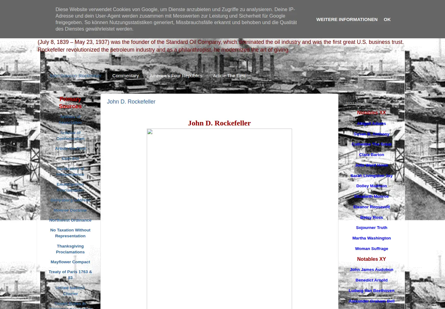 Screenshot of johndrockefeller.org