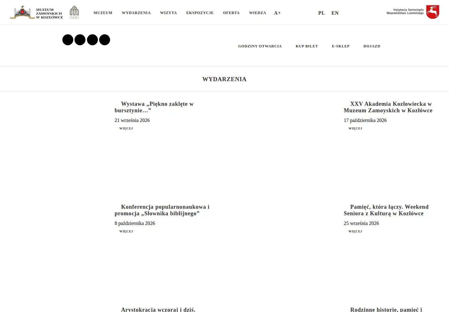 Captured homepage of muzeumzamoyskich.pl in the current scan