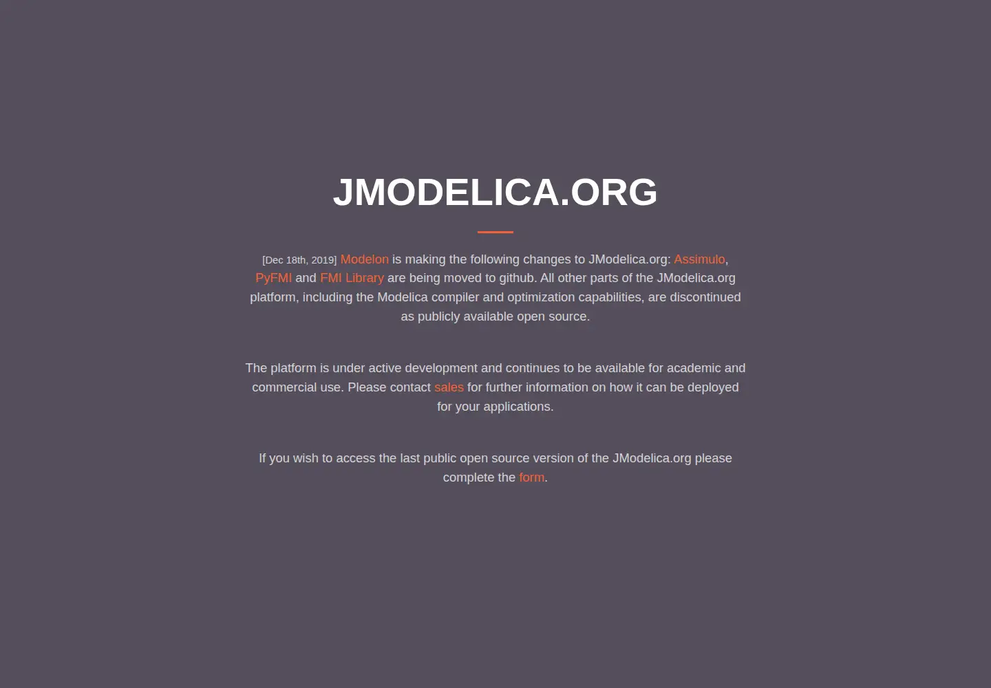 Screenshot of jmodelica.org