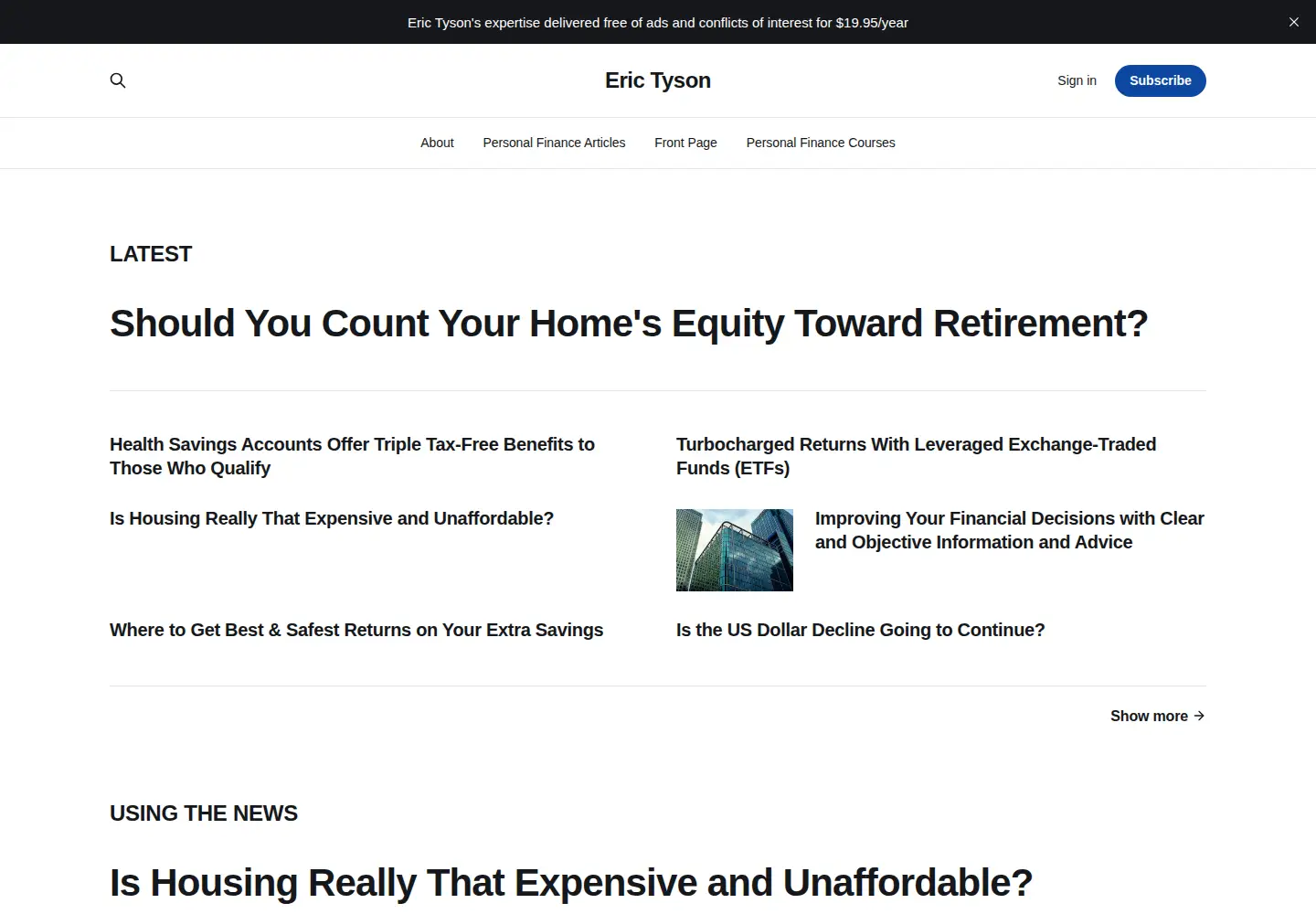 Captured homepage of erictyson.com in the current scan