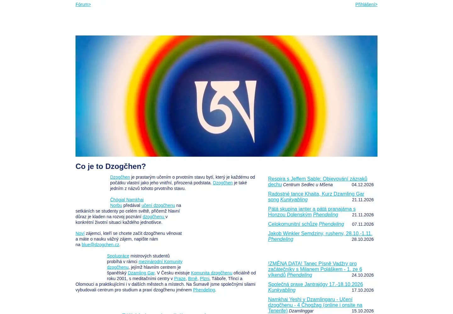 Captured homepage of dzogchen.cz in the current scan