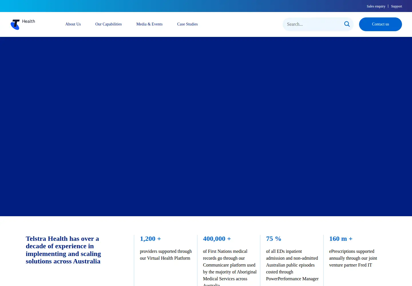 Captured homepage of telstrahealth.com in the current scan