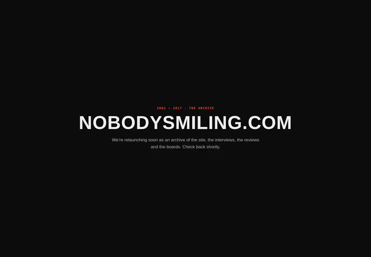 Screenshot of nobodysmiling.com
