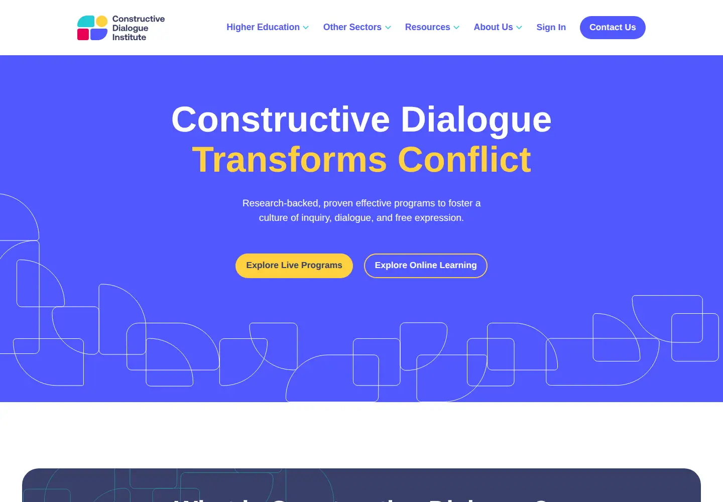 Captured homepage of constructivedialogue.org in the current scan