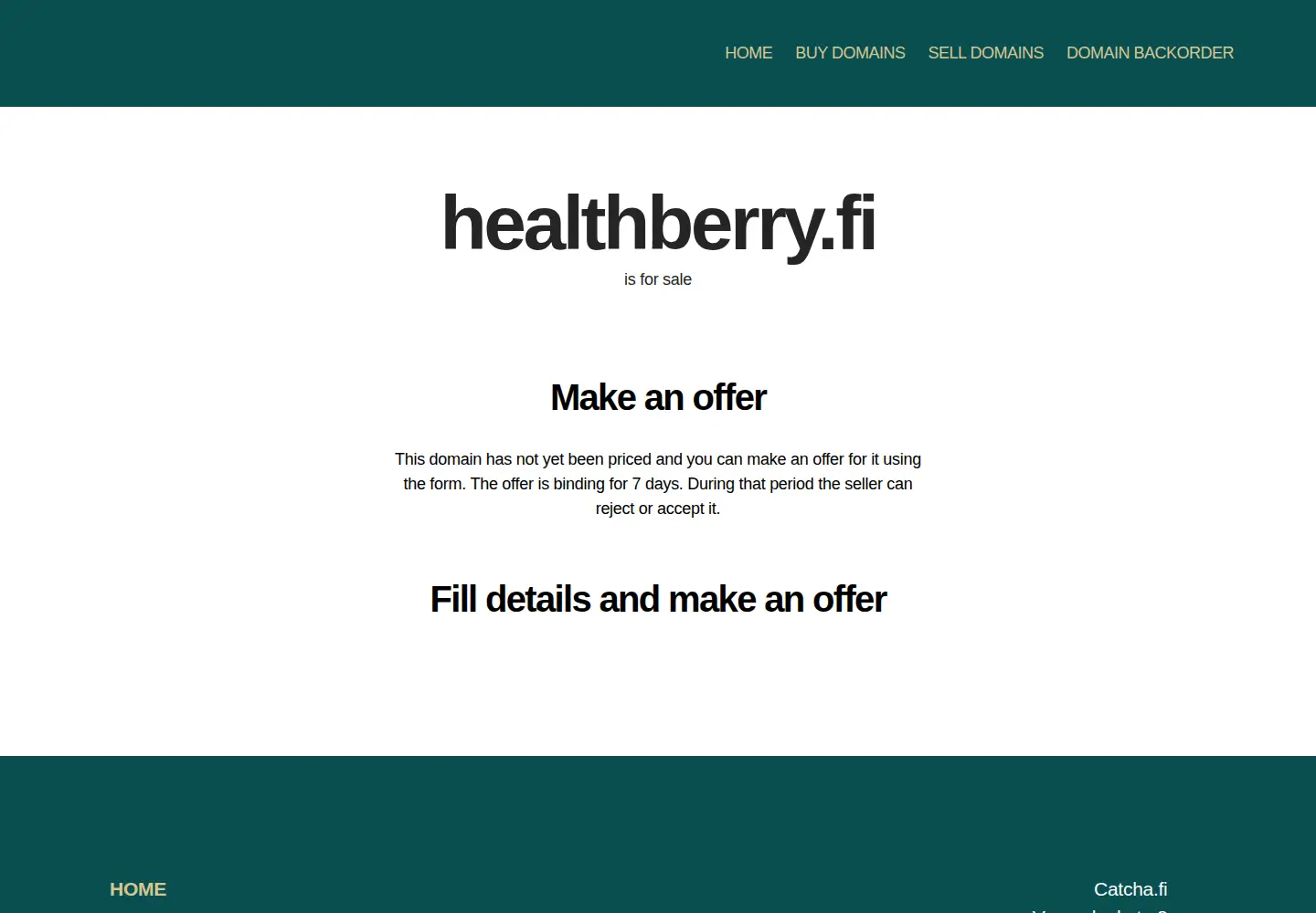 Captured homepage of healthberry.fi in the current scan