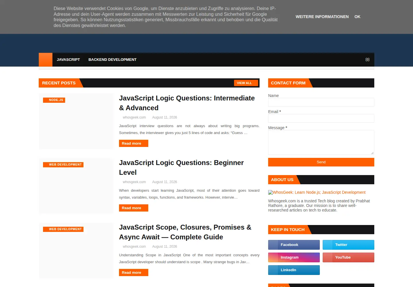 Screenshot of whosgeek.com