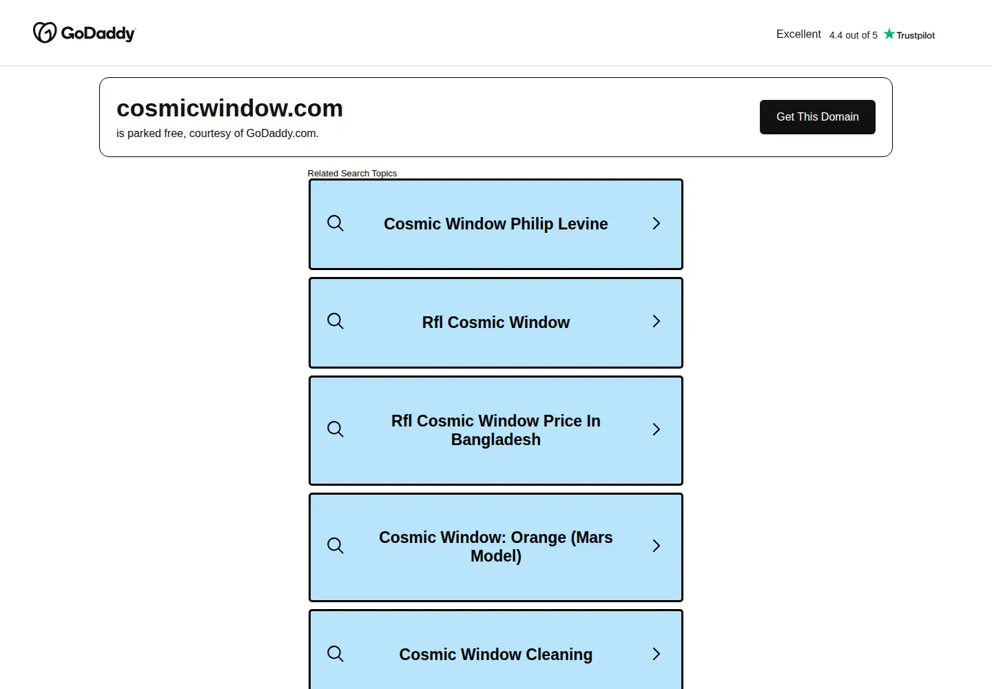 Captured homepage of cosmicwindow.com in the current scan