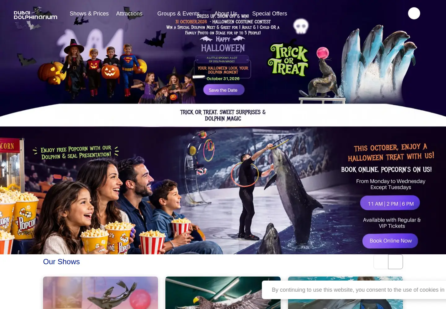 Captured homepage of dubaidolphinarium.ae in the current scan