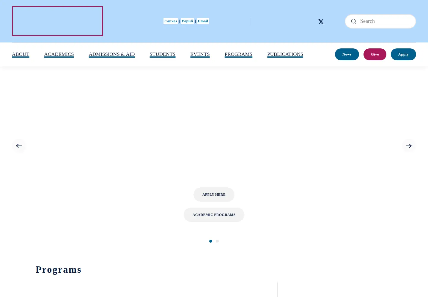 Captured homepage of uts.edu in the current scan