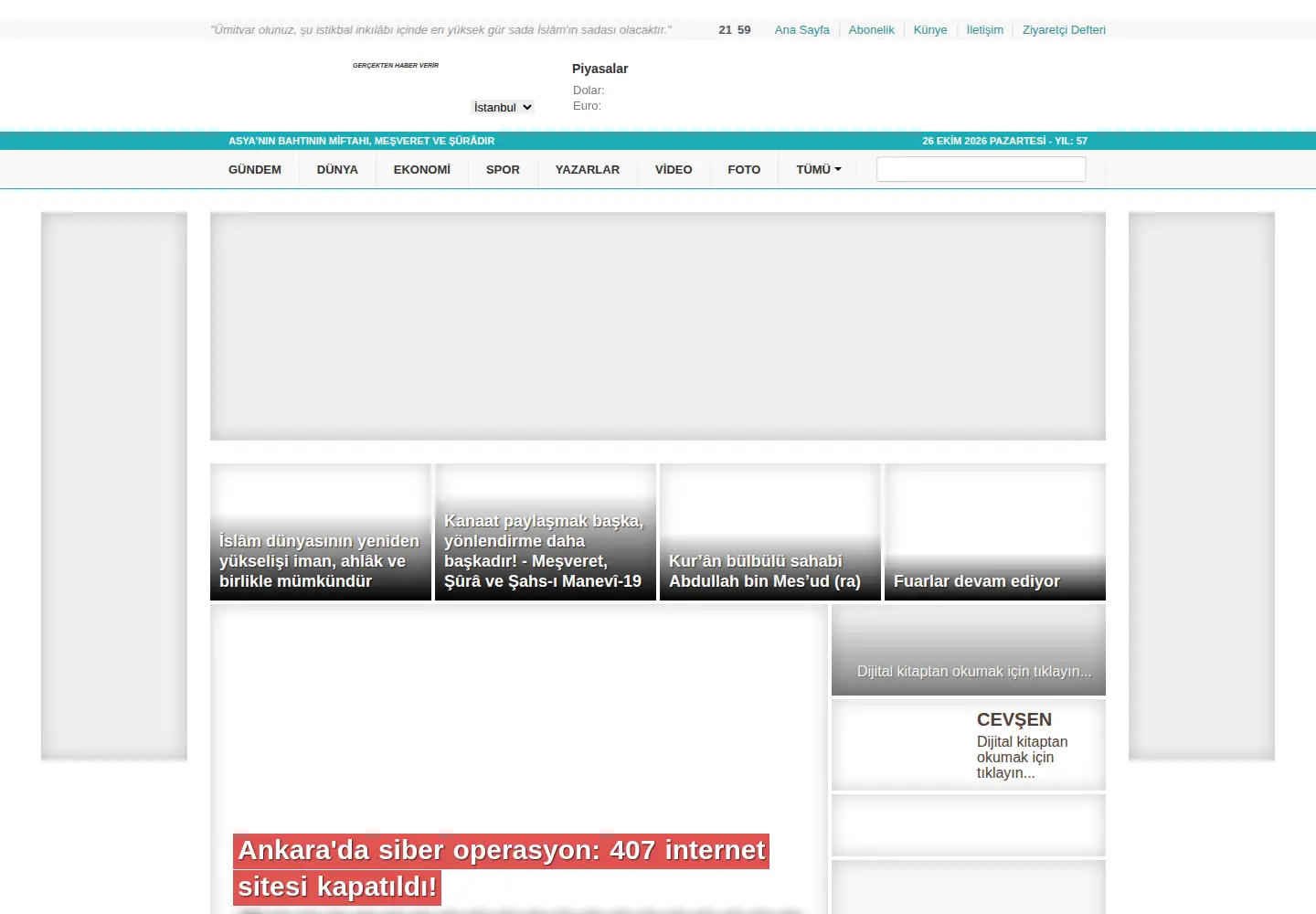 Captured homepage of yeniasya.com.tr in the current scan