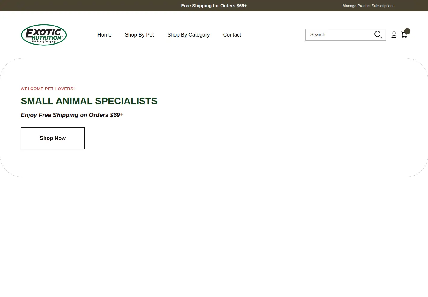 Screenshot of exoticnutrition.com