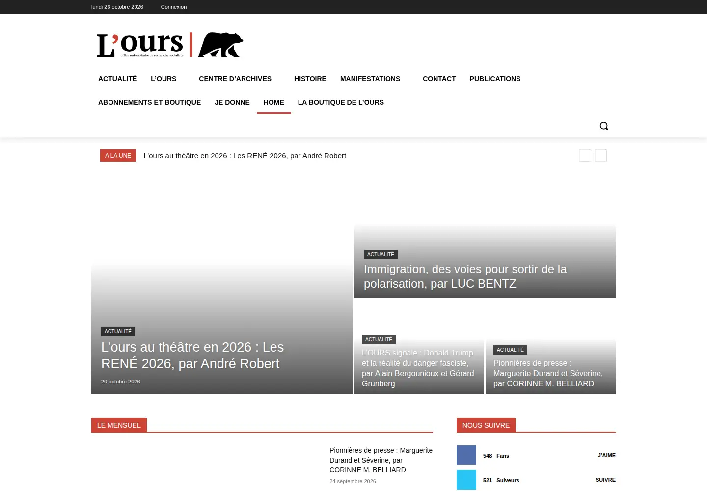 Captured homepage of lours.org in the current scan