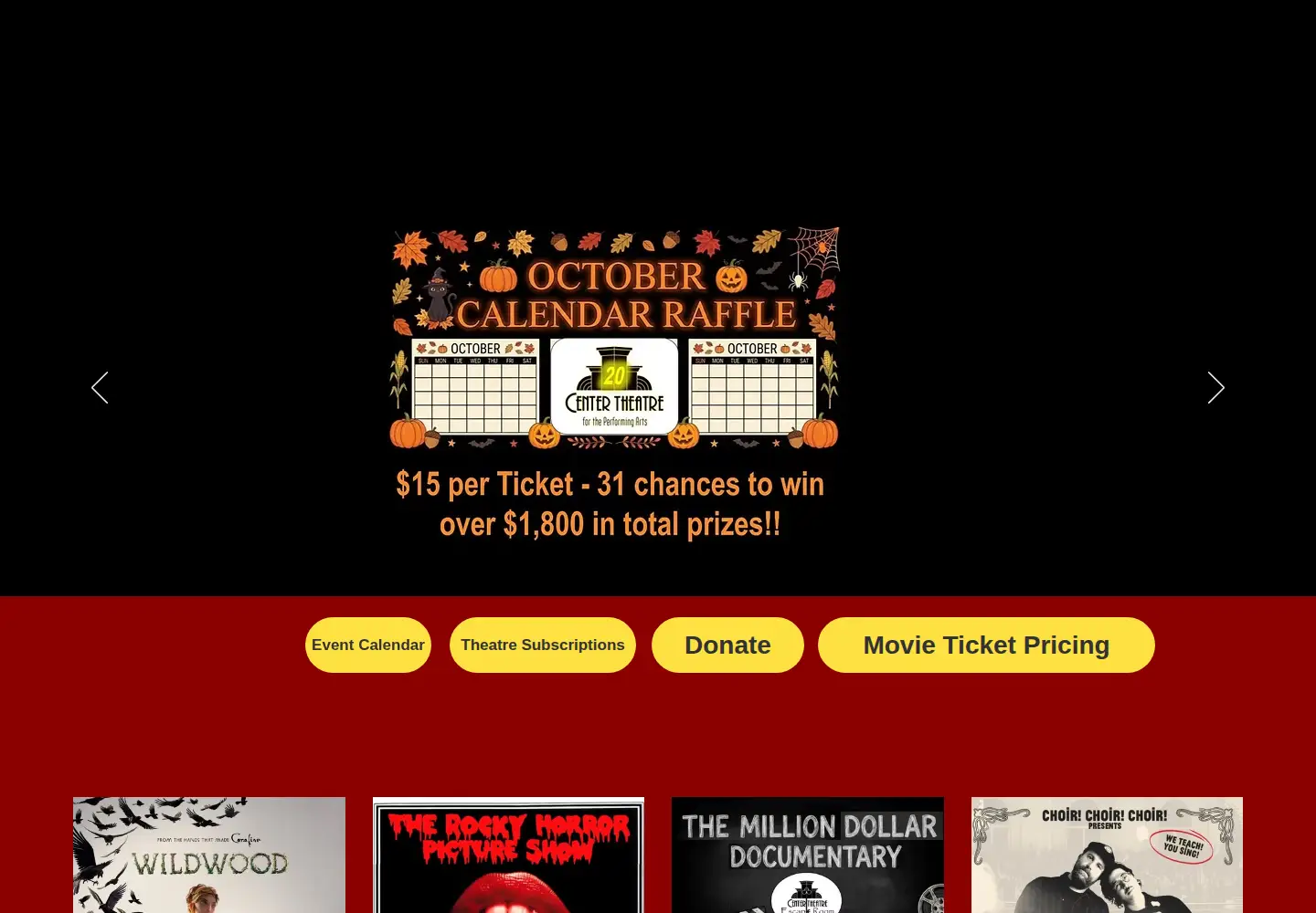 Captured homepage of centertheatre.org in the current scan