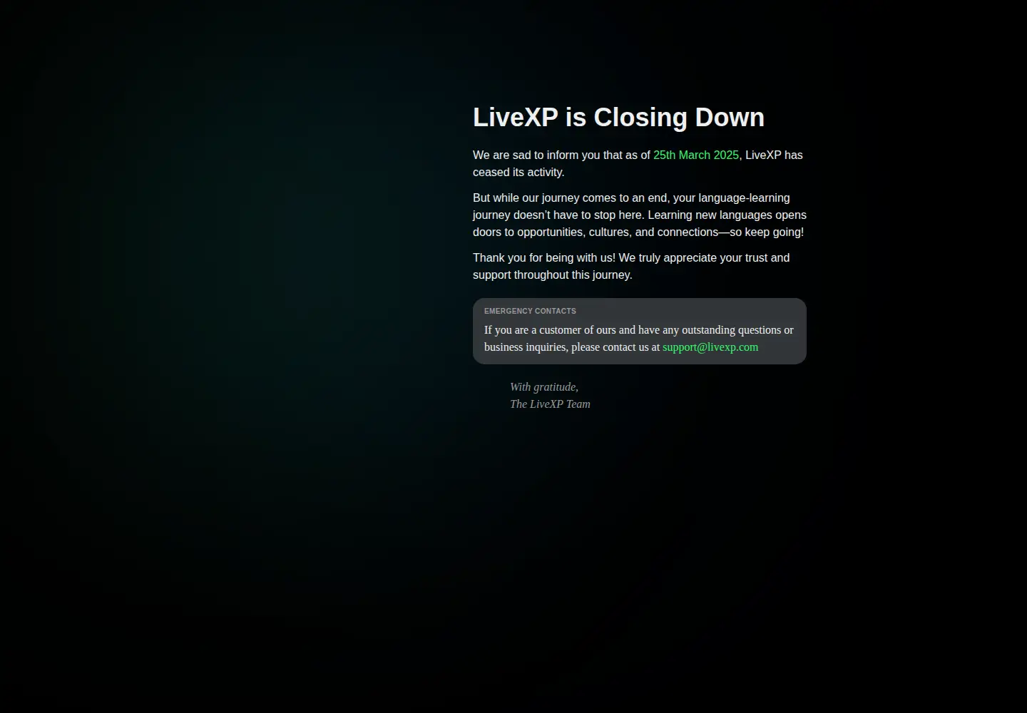 Screenshot of livexp.com