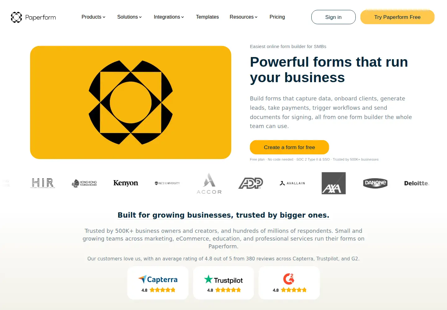 Screenshot of paperform.co