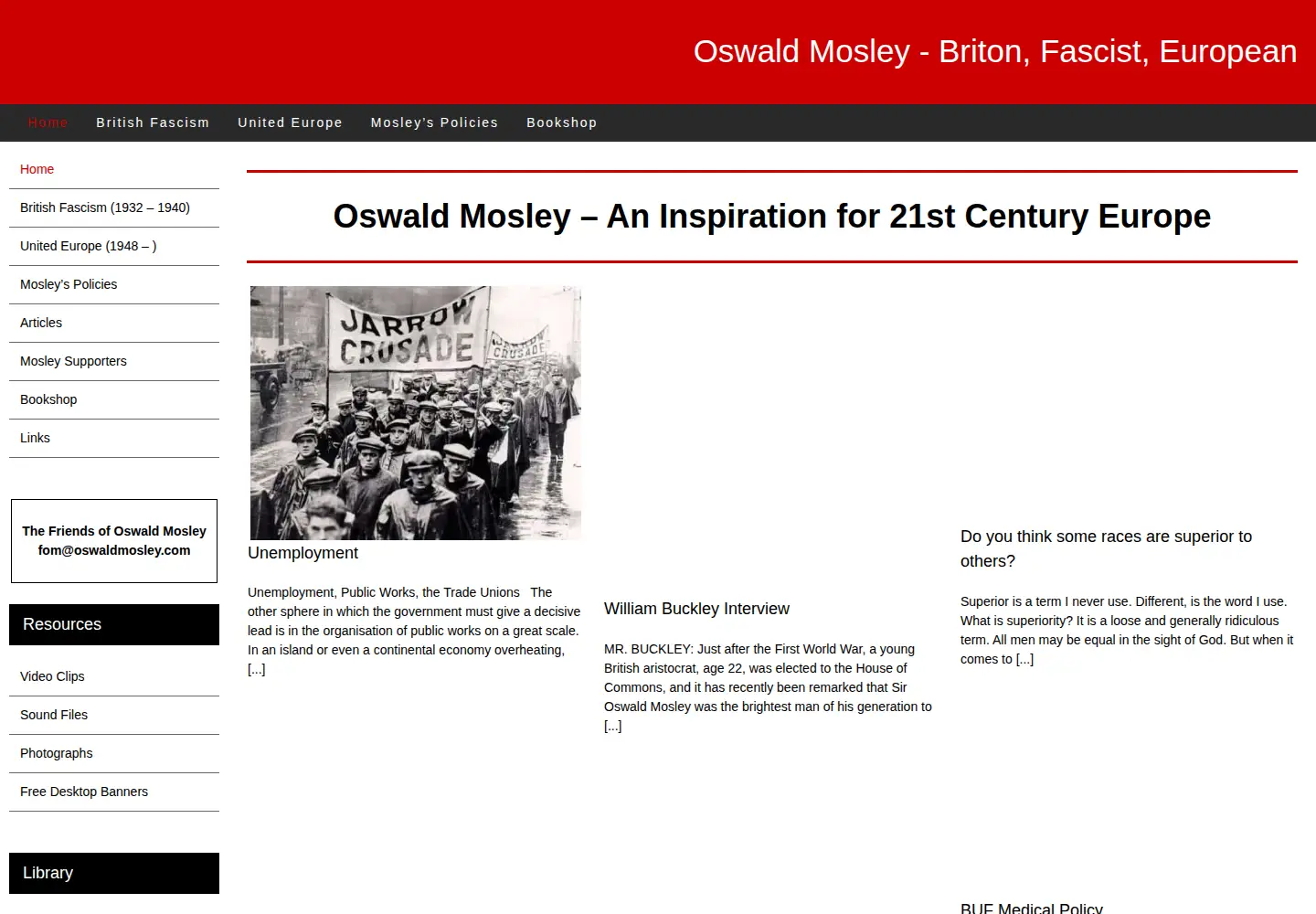 Captured homepage of oswaldmosley.com in the current scan