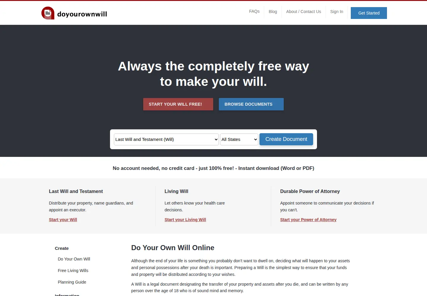 Screenshot of doyourownwill.com