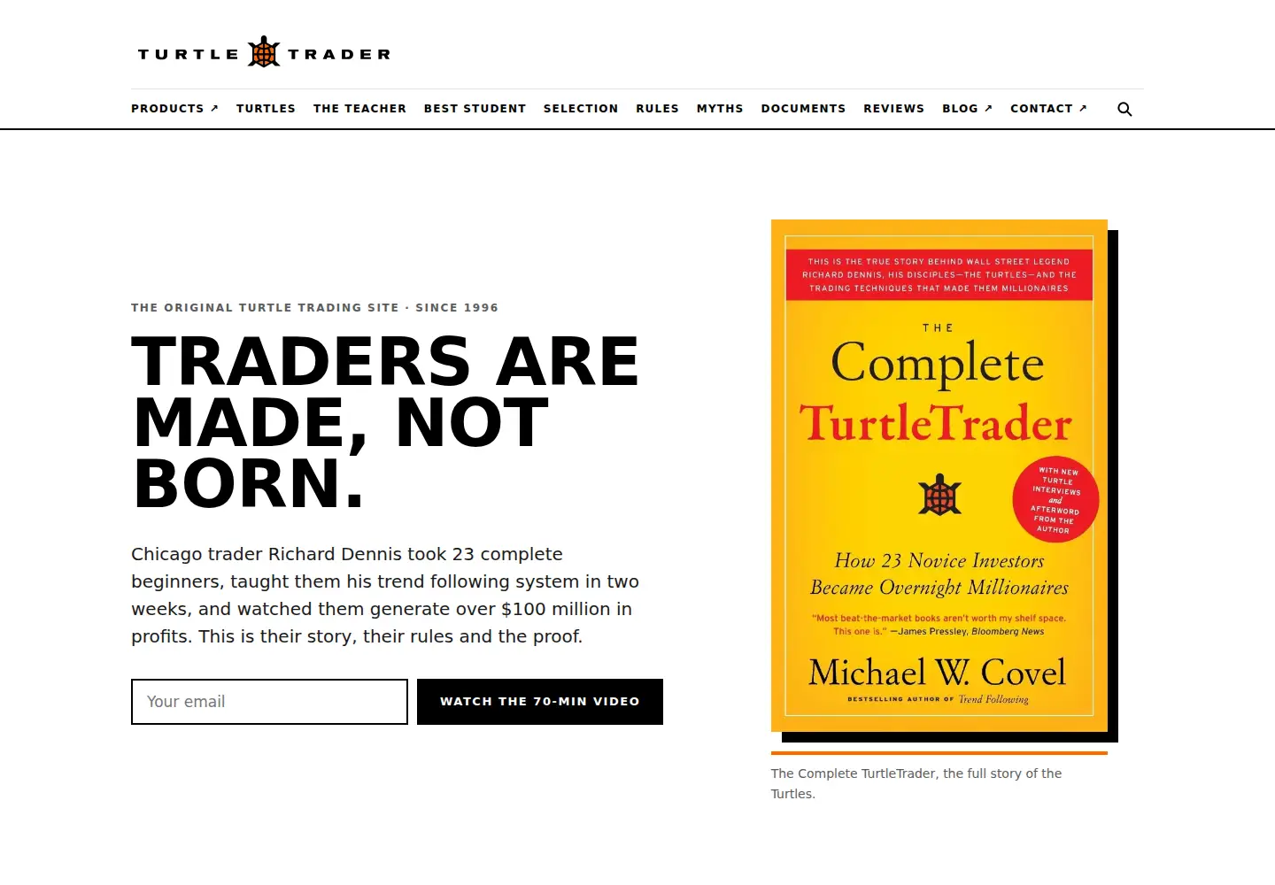 Captured homepage of turtletrader.com in the current scan