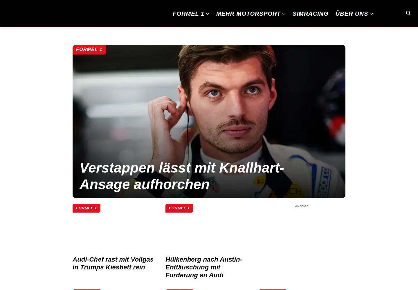 Captured homepage of f1-insider.com in the current scan