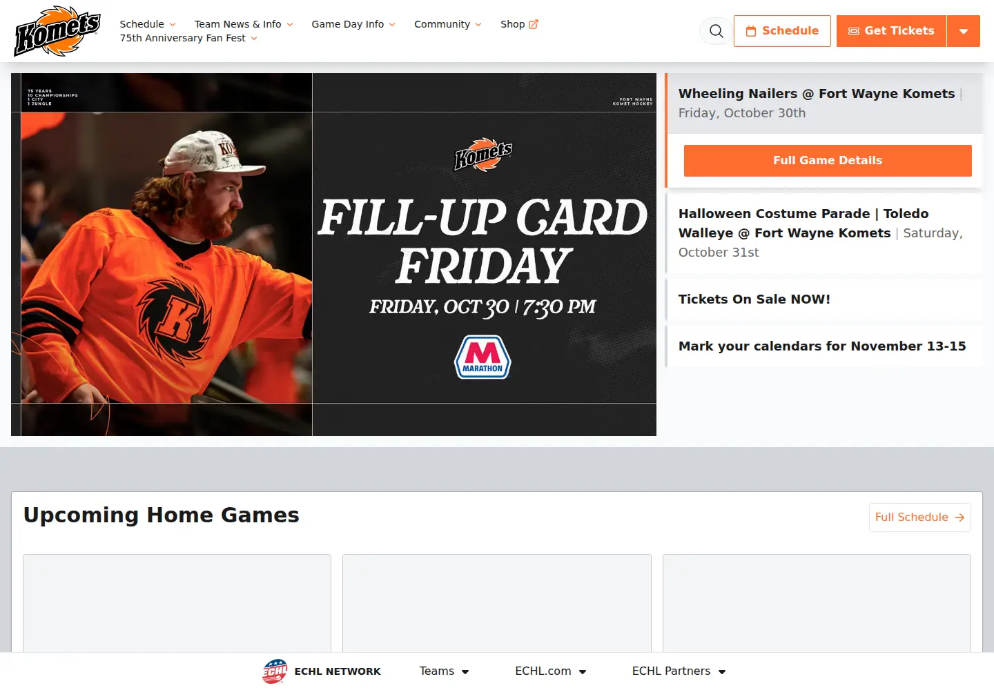 Screenshot of komets.com