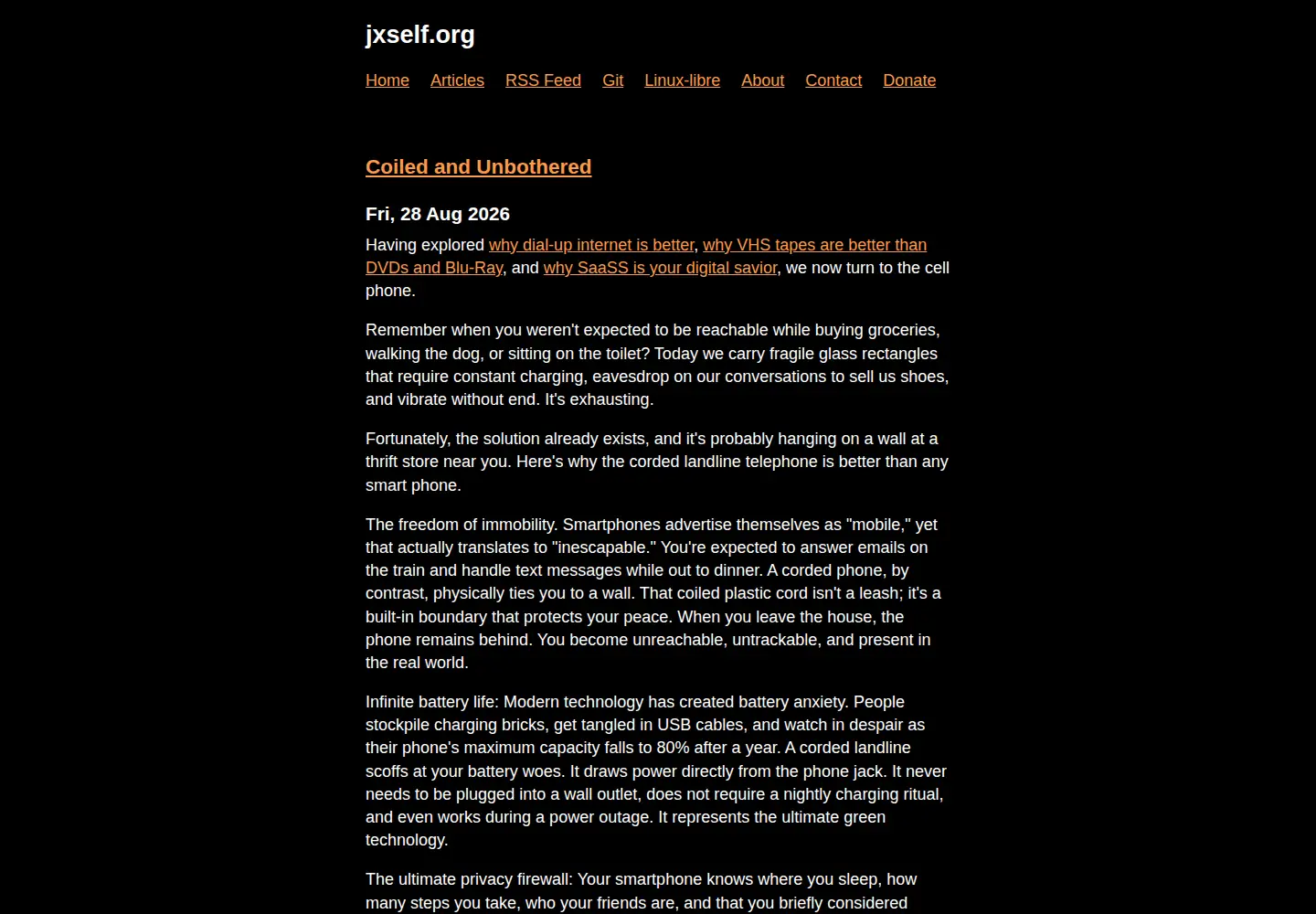 Captured homepage of jxself.org in the current scan